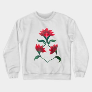 Hand drawn red floral motif Crewneck Sweatshirt